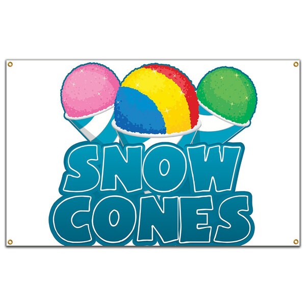 Snow Cones Banner Heavy Duty 13 Oz Vinyl with Grommets Single Sided